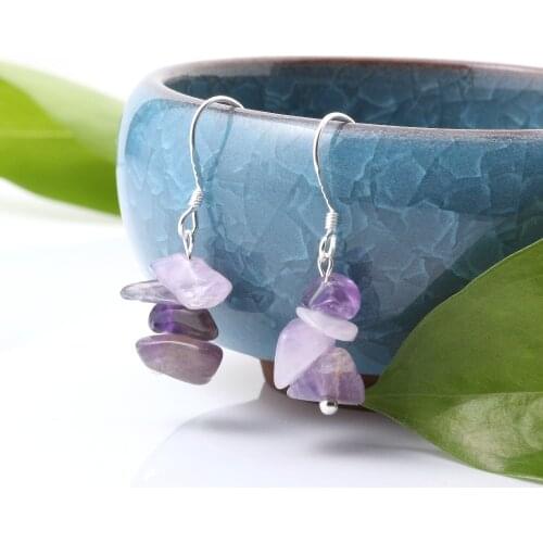 New Hot Wholesale Jewelry Women Handmade Natural Chips Stone Long Fringe Earring Quartz Tiger Eye Rose Stone Dangle Earrings