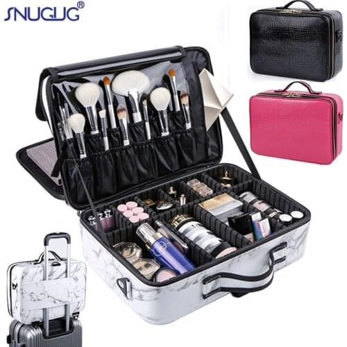 New Professinal Brand Makeup Organizer PU Leather Cosmetic Bag Beauty Storage Suitcase High Quality Women Travel Makeup Case