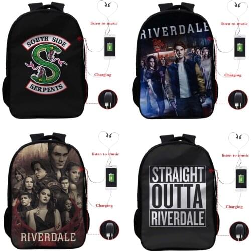 Popular Riverdale Backpack USB Charge Backpack Boys Girls School Bags Teens Kids Rucksack Students Bookbag USB Travel Bags Gift