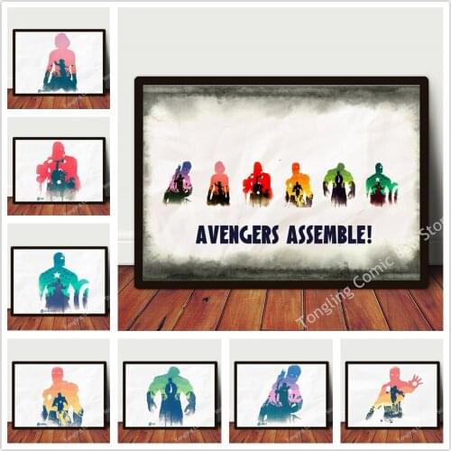Marvel Superhero Canvas Painting Creative Splicing Poster Modern Wall Art Picture Living Room Bedroom Dorm Bar Cafe Module Decor