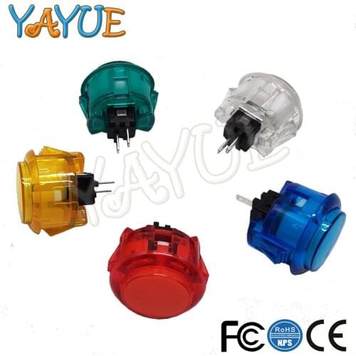 30mm Sanwa Push Buttons Transparent Arcade Button Built-in Switch for Arcade Operated Game Machine Part Pack of 1pcs