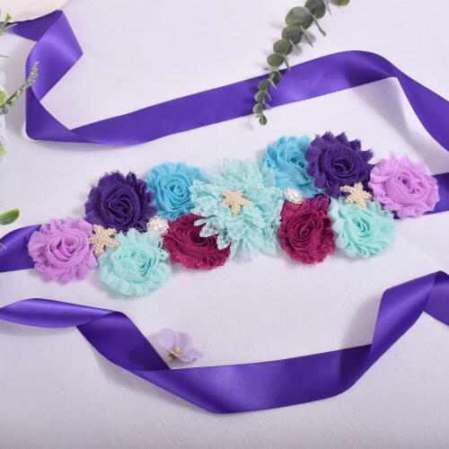 Purtulle Maternity Sash Women Fashion Flower Sash Pregnancy Belly Belt Bridal Ribbon Cummerbunds Wedding Dress Waist Belt
