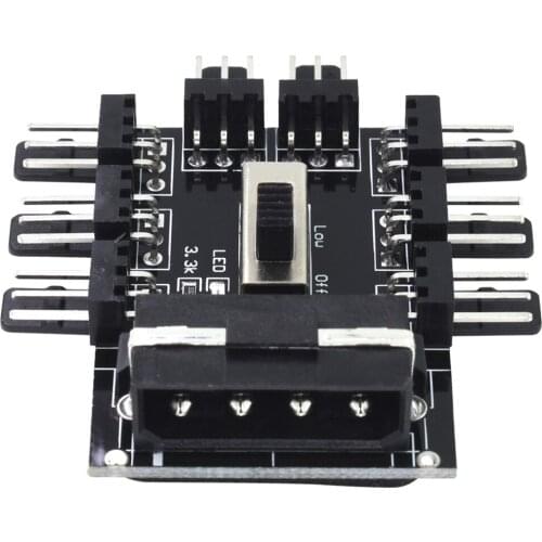 PC 1 to 8 4Pin Molex Cooler Cooling Fan Hub Splitter Cable PWM 3Pin Power Supply Speed Controller Adapter For PC Mining
