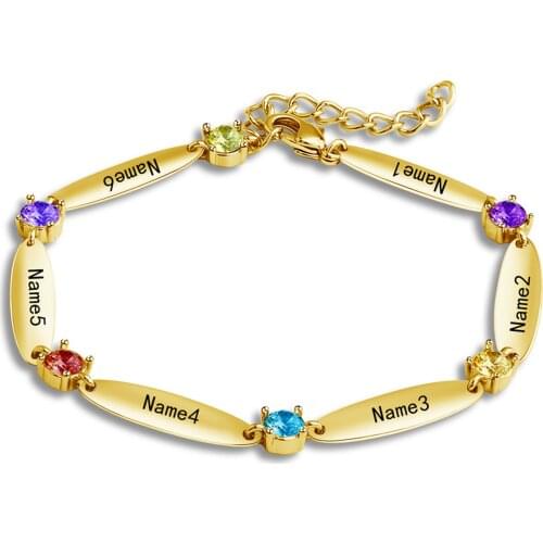 New 12 Birthstone Colorful Crystal Stitching Bracelet Personalized Custom Name Adjustable Bracelet Charm Jewelry Gift For Family