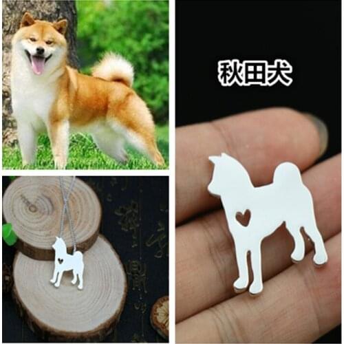 Japan Akita dog necklace dog pendant jewelry golden colors plated