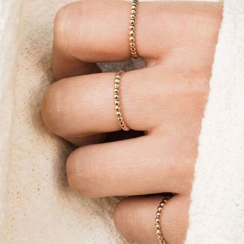 Stainless steel minimalist beaded ring for women gold ball pinky midi ring dainty fashion