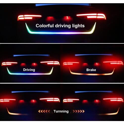 1.2m 12V Car LED Strip Lighting Rear Trunk Tail Light Dynamic Streamer Brake Turn Signal Reverse Warning Light Signal Lamp