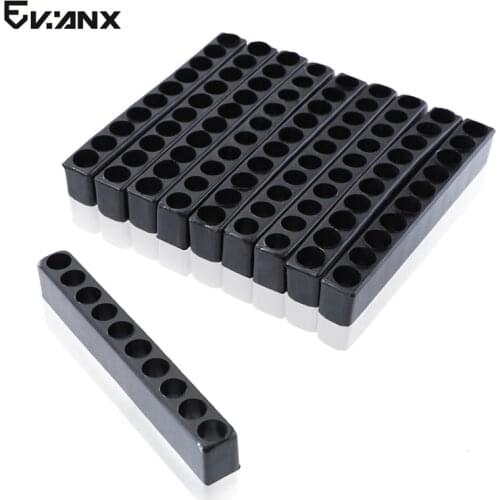 10 Holes Screwdriver Bit Holder 1/4" 6.35mm Hex Shank Drill Bit Plastic Storage Case Tool 10pcs
