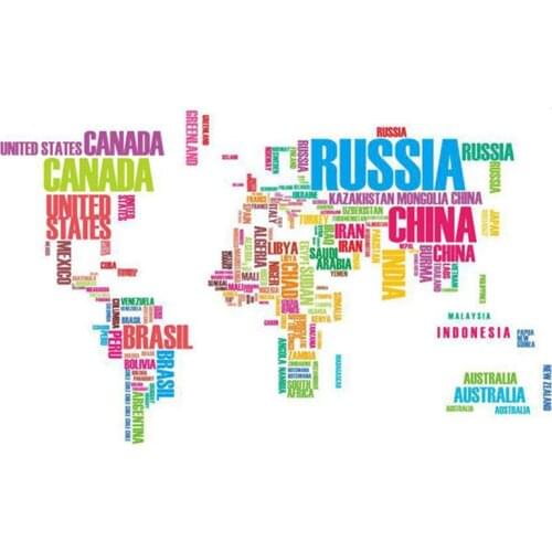 3D Colored/Black/White letters combination world map Wall Stickers Kids room Home Decor office Art Decals Pvc sticker Wallpaper