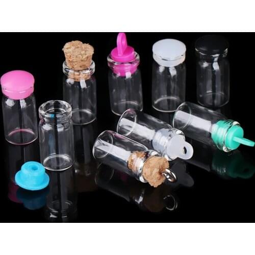 5pcs Small Drift Bottle Glass Jars Decoration DIY Containers Mini Cheap Message Vials Ornaments Cork Stopper Rainbow Wishing