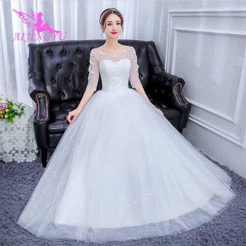 AIJINGYU 2021 2020 bridal Customized new hot selling cheap ball gown lace up back formal bride dresses wedding dress FU280