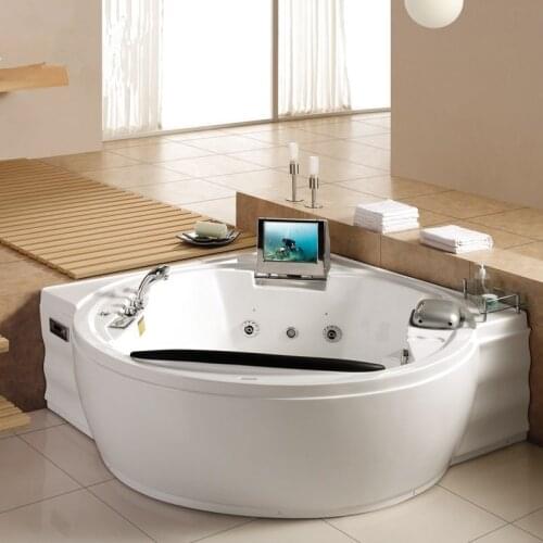 Indoor diamond corner Jacuzzi bathtub with TV ice box M-2027