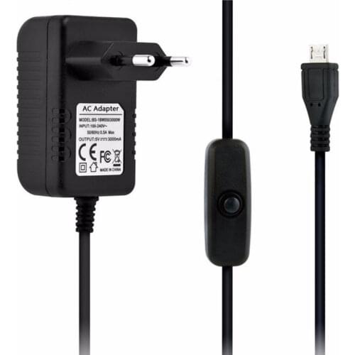 Aokin 5V 3A For Raspberry Pi 3 B+ Adapter Power Supply Micro USB AC Adapter with Power On/off Switch Switcher EU US UK AU Plug