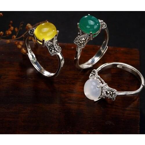 2018 Hot Sale Women Carnelian Anniversary Anel Feminino New Arrival S925 Sterling Antique, Yellow, And Chalcedony, Mosaic, Ms