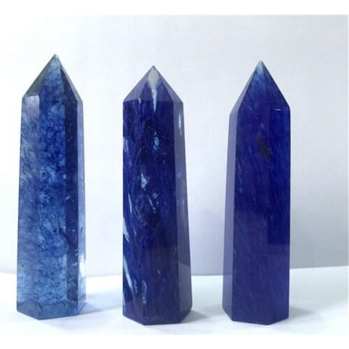 Hot selling crystal healing stone natural blue smelting wand point towers for gifts