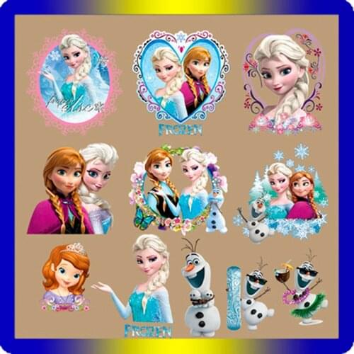 Cartoons Frozen Anna Clothing Fabric Badge Stickers Clothes Jeans Washable Decorative Heat Transfer DIY Production Materials