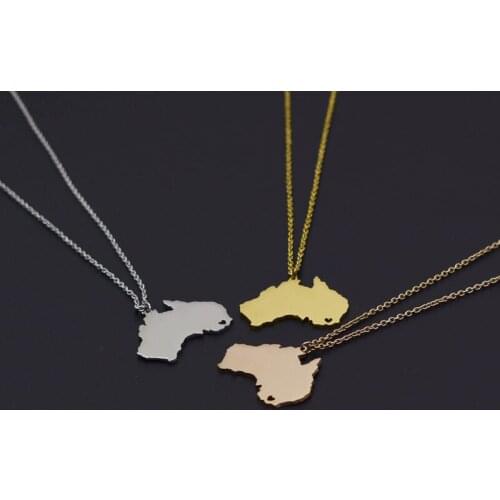 Dainty Australia Map Pendant Necklace Minimalist Heart Gold Choker Chain Hip Hop Jewelry Birthday Gift Ketting BFF