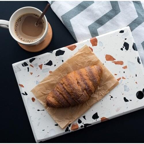 Ceramic Terrazzo Plates Rectangular Serving Tray Food Plate Display Tray Bathroom Accessories Holder Home Tableware