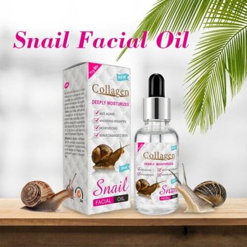 Collagen Snail Facial Oil Anti-Wrinkle Anti Aging Whitening Brightening White Serum Deeply Moisturizes Soothes Skin Face Care