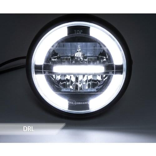Motorcycle Retro Headlamp Black LED Head light Lamp Daytime Running Headlight For CG125 GN125 For Harley Cafe Racer Honda
