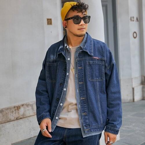2021New Fall mens blue denim jacket Fashion casual loose denim jacket men Oversize 6XL 7XL 8XL Brand clothing