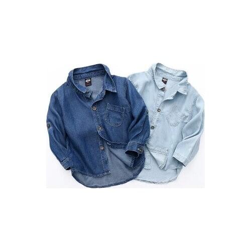 2020 Spring New Baby Boys Denim Shirt Childrens Clothing Toddler Boy Fashion Casual Tee Shirt Kids Cowboy Blouse Top Tees 2-8Y