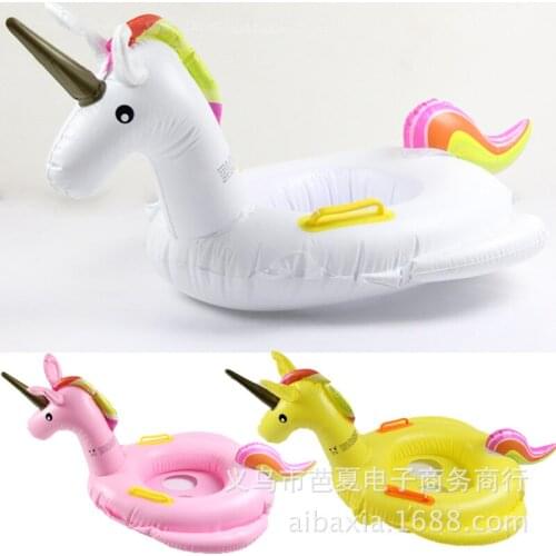 New Unicorn Shaped Kids Inflatable Baby Swimming Ring Toddler Safe Swim Seat Float Pool Fish Ring with Handle