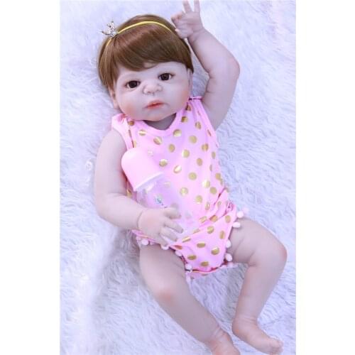55cm Full Silicone Reborn Girl Baby Doll Toys Like Real Newborn Princess Babies Doll Birthday Gift Girls Bonecas Bathe Toy