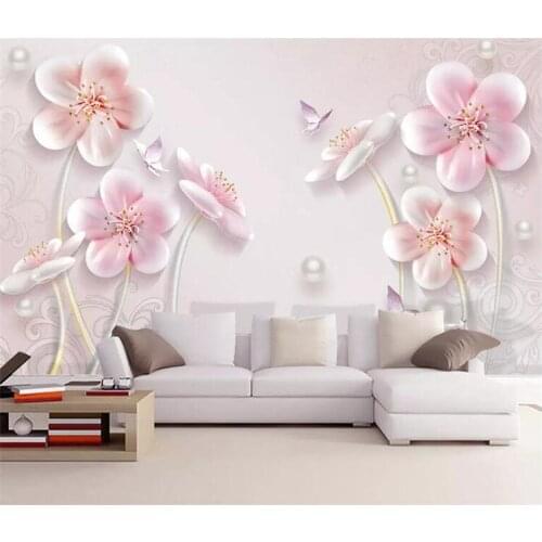 Custom Photo Wallpaper For Walls European Style Butterfly Flower Diamond Jewelry TV Background Mural Wall Painting Wallpaper 3D