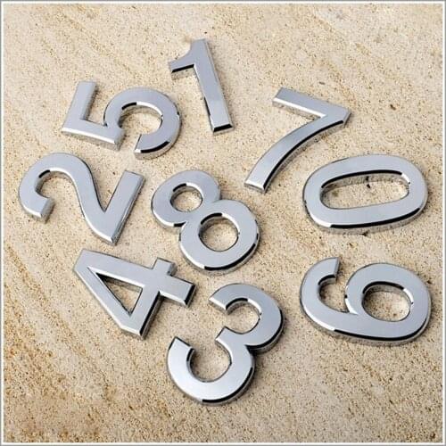 Silver Gold House Door Car Address Number Digits Numeral Plate Plaque Sign Room Gate Badge Sticker With Self-adhesive Sticker