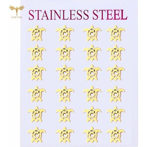 Womens Set of Earring With Charm Turtle Ear studs Stainless Steel Pierce Ears Fashion New Ladies Marry Jewellry Gift серьги