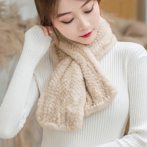 High density Korean version and art versatile natural Mink Fur Scarf Autumn and winter womens neck to keep warm pure colour