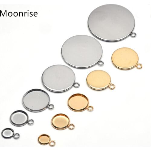 Inner Dia 6-30mm 316 Stainless Steel Pendant Trays Pendant Blanks Round Bezel Blanks Pendants 10-20pcs