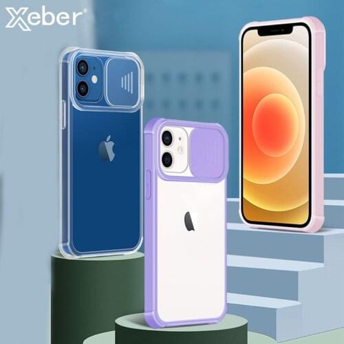 Slide Camera Lens Protection Case For iPhone 12 11 Pro Max 12Mini XR X XS 7 8 Plus SE Transparent Shockproof Soft Silicone Cover