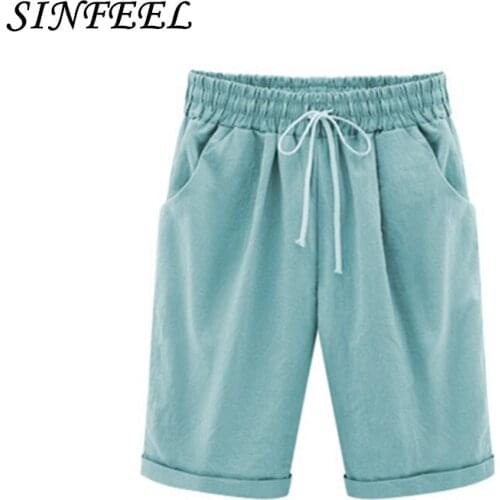 S-6XL New Womens Pants 2019 Women Autumn Spring Elastic Straight Pants Casual Lace Up Loose Pocket Short Trousers Plus Size