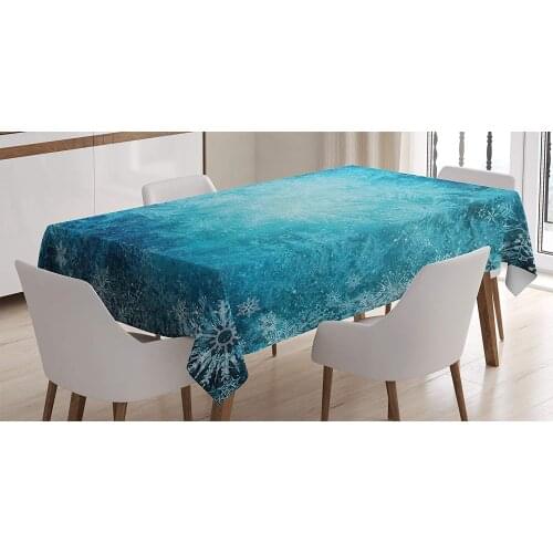 Winter Tablecloth Digital Made Winter Background Snowflake Figure in Soft Colors Theme Dining Room Kitchen Table Cover