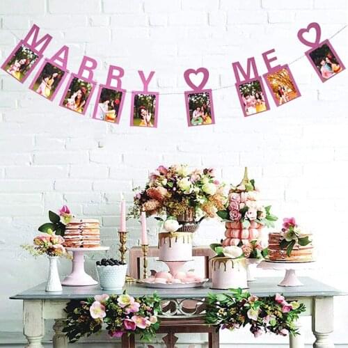 Marry Me Gold Glitter Banner for Wedding Engagement Party Decorations Bridal Shower Party Sign Photo Props