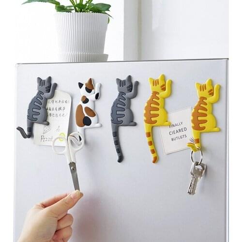 1pcs Lovely Cat Super Strong Magnetic Hanger Hook Microwave Oven Cute Cartoon Kitchen Refrigerator Magnet Hook Home decoration