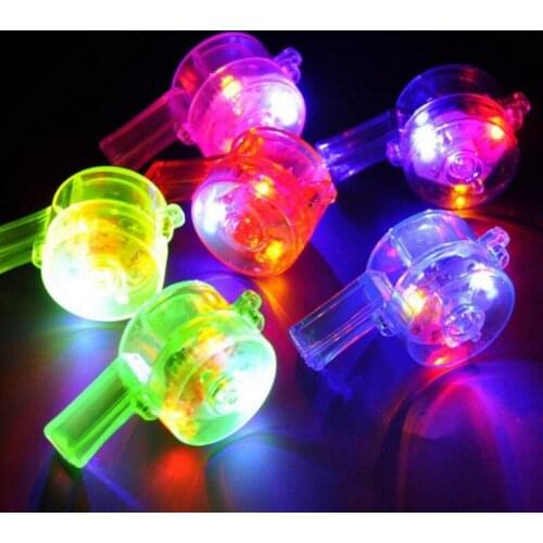 1pc Flashing Whistle Colorful Lanyard LED Light Up Fun In the Dark Party Rave Glow Party Favors Kids Children Electronic Toys