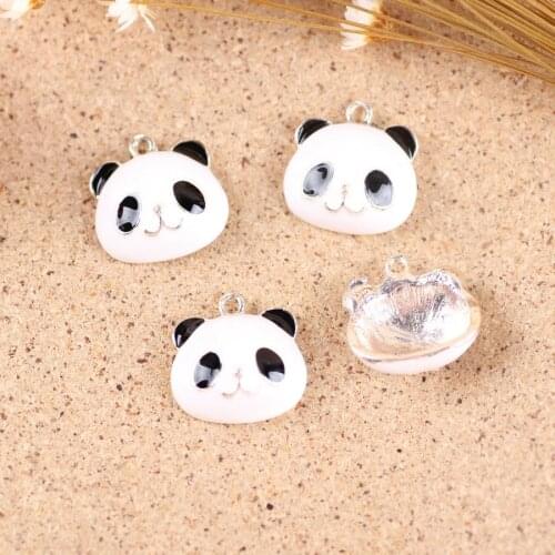 20PCS Gold Tone Enamel Kawaii Panda Animal Shape Enamel Pendant Charms Fit for DIY Jewelry Bracelet Necklace Keyring 18*18mm