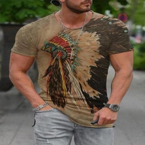 2021 Summer Khaki Casual Round Neck Abstract Tops Mens Clothing Pullover Short Sleeve Oversized T Shirt