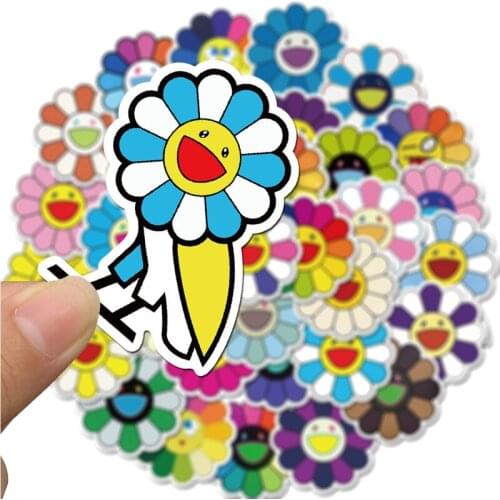 40PCS Sun Flower Art Sticker Travel Li Box Sticker Computer Skateboard Guitar Decoration Waterproof Stickers