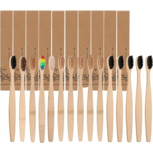 50pcs Eco-Friendly Natural Bamboo Tooth Brush Toothbrush Soft Capitellum Fiber Toothbrush Bamboo Tooth Brush Oral Care Supplies