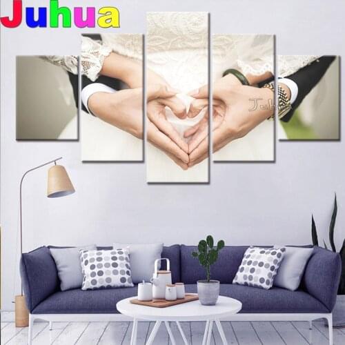 Diamond Mosaic Heart Love 5 piece Diamond Paintings Full square Round Resin 3d diy Diamond embroidery Sale Wedding decoration