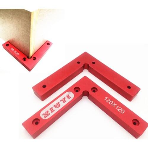 Aluminum L-Squre Clamping Squares Woodworking 120x120mm 90 Degree Try Square Angle Ruler Rectangular Device Fixing Clip 1 Pair