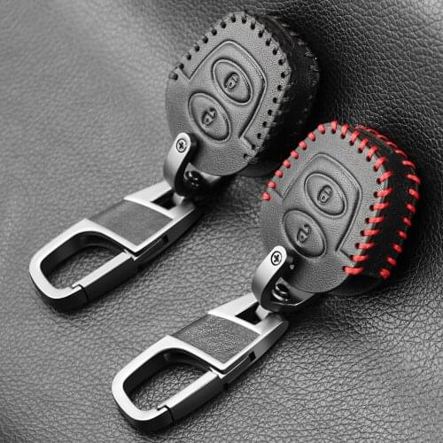 Genuine Leather Smart Key Case For VW Polo Golf Passat Bora Sharan Skoda Octavia Fabia Seat Corboda Leon Ibiza Holder
