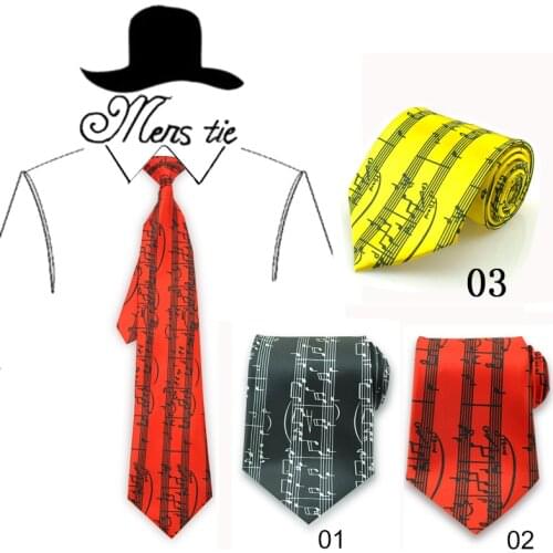 Mens Ties 10 cm Wide Straight Spectrum Music Note Black Red Mix Woven Classic Party Casual Neckties Gravata Gift Dropshipping