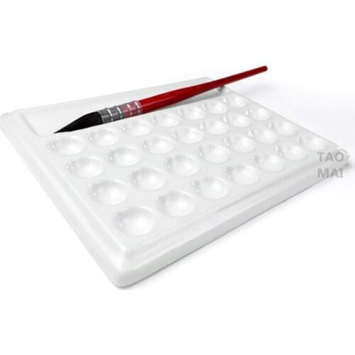 Ceramic Watercolor Palette Rectangular 28-hole/18-hole Palette Paint Plate Watercolor Gouache Paint Plate Painting Art Supplies