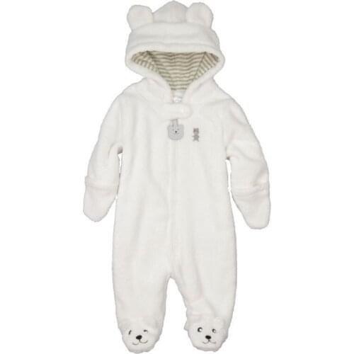 2020 Autumn Winter Baby Rompers Bear Style Baby Coral Ffleece Hoodies Jumpsuit Baby Girls Boys Romper Newborn Toddle Clothing