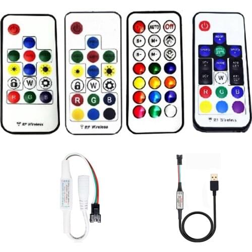 WS2812B Led Strip Controllers For WS2811 Led Strip USB/DC Mini 3Keys RF 14/17/21Keys Led Tape Remote Controller DC5-24V